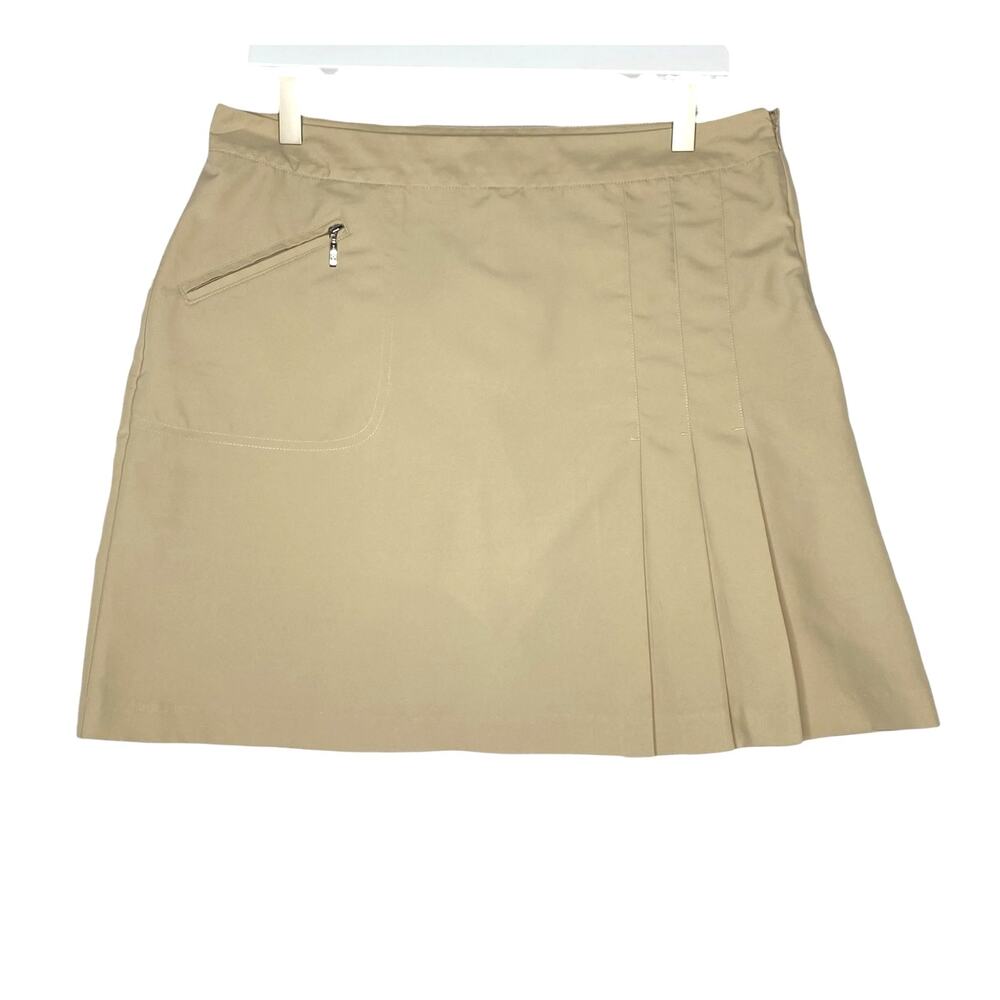 IZOD Golf Classics Khaki Skort Pleated Zipper Pocket Athletic Size 8 Pickle Ball